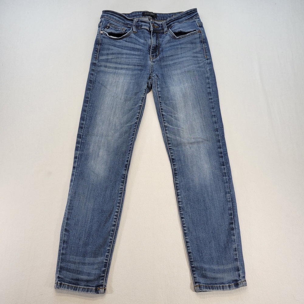 Judy Blue Relaxed Fit Jeans Women 7/28 Blue Denim Medium Wash JB82102DK Stretch